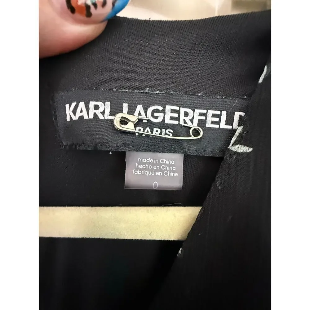 Karl Lagerfeld Floral Hi-Lo Wrap Dress - Size 0 - Picture 3 of 8